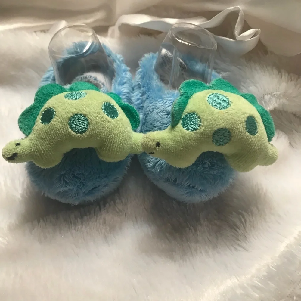 Newborn Baby Fuzzy Dinosaur Sock Booties